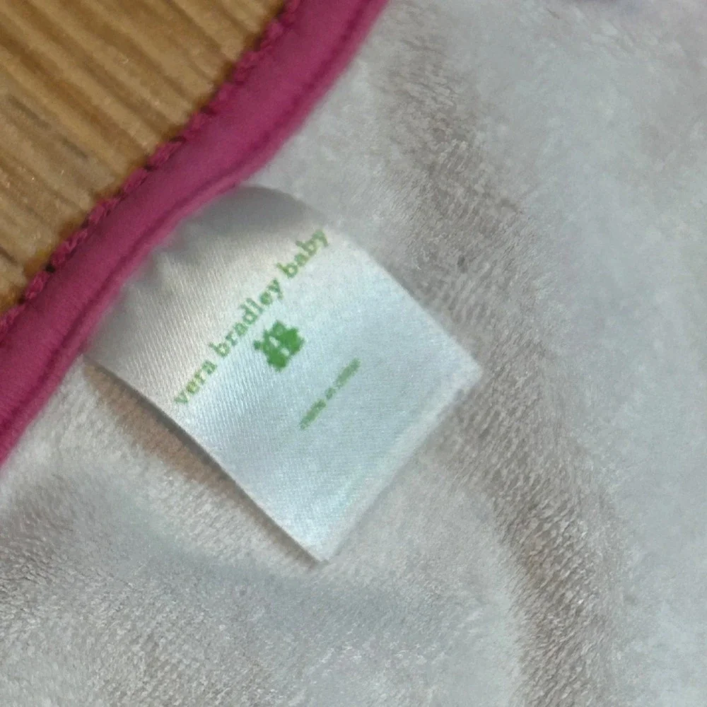 Vera Bradley Baby Floral Bib Pink Green White Terry Cloth Backing Loop Closure